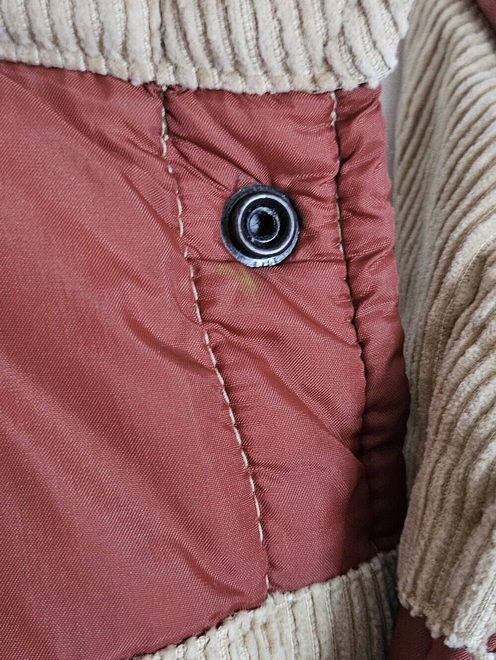 Vintage Reversible Corduroy Puffer Vest Men’s L/XL Rust Tan Western 90s - Picture 6 of 9